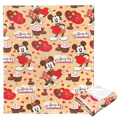 mickey mouse kitchen towel and oven mitt set in yellow with red polka dot hearts