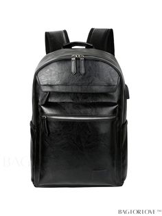 BagForLove - ATARNI Large-capacity PU Leather Laptop Backpack Casual Black Rectangular Backpack, Casual Black Large Capacity Backpack, Casual Leather Backpack Portable, Casual Large Capacity Black Backpack, Casual Black Laptop Bag With Large Capacity, Casual Black Backpack With Large Capacity, Black Casual Laptop Bag With Large Capacity, Black Large Capacity Casual Laptop Bag, Functional Black Laptop Bag For School