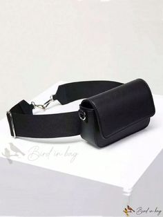 Bird in Bag - Minimalist Square Bag Flap in Black Minimalist Bag With Adjustable Strap For On-the-go, Chic Large Capacity Belt Bag Satchel, Chic Large Capacity Satchel Belt Bag, Black Casual Box Bag, Casual Black Box Bag For Office, Minimalist Box Bag With Detachable Strap For Everyday, Minimalist Everyday Box Bag With Detachable Strap, Casual Black Box Bag For Mobile Phones, Elegant Large Capacity Shoulder Belt Bag