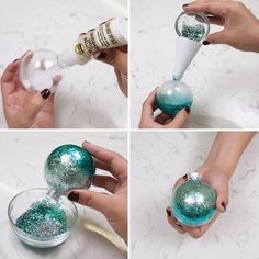 the process for making glitter ornaments is shown