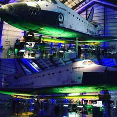 the space shuttle is on display at the museum