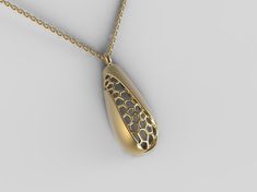 14k gold Pendant necklace inspired by otherworldy shapes. Modern Yellow Gold Necklace With Large Pendant, Modern Gold Pendant Drop Necklace, Gold Necklace With Large Drop Pendant, Modern Yellow Gold Drop Necklace Gift, Modern Yellow Gold Drop Necklace For Gift, Modern Yellow Gold Drop Necklaces, Modern Yellow Gold Teardrop Necklace, Unique Polished Yellow Gold Necklaces, Yellow Gold Teardrop Necklace With Large Pendant