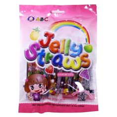 jelly straws are packaged in a pink bag