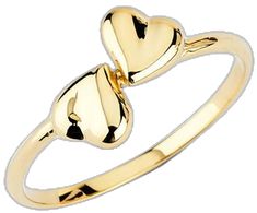 Valentine's Day Double Heart Yellow Gold Ring, Double Heart Yellow Gold Ring, Double Heart 14k Gold Ring For Valentine's Day, Elegant Double Heart 14k Gold Ring, Elegant 14k Gold Double Heart Ring, Double Heart Yellow Gold Anniversary Ring, 14k Gold Double Heart Ring For Valentine's Day, Gold Heart Ring With Polished Finish, Yellow Gold Double Heart Anniversary Ring