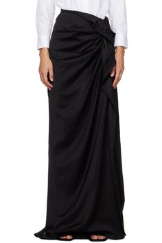 Draped Skirt, Black Body, Satin Skirt, Dries Van Noten, Long Black, Black Silk, Women Clothing, Wool Blend, Maxi Skirt