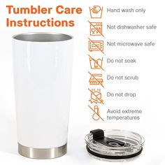 the tumbler care instructions include instructions for how to use it