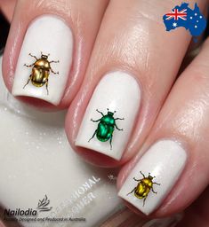 10 Gorgeous Girly Acrylic Nails for Summer Beetles Nails, Bug Nail Art, Bee Nails, Infinity Nails, Nails Tutorial, Nail Design Inspiration, Girly Acrylic Nails, Bee Inspired, Beetle Bug