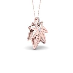 Metal:  rose gold plated sterling-silver | Main Stone: Natural Diamond | Diamond Color: H-I | Diamond Clarity: I2 | Metal Stamp: 925 | Total Diamond Weight: 0.05Ctw 14k Rose Gold Pendant Jewelry, 14k Rose Gold Necklaces For Gifts, 14k Rose Gold Necklace For Gift, Gift Rose Gold Necklace In 14k, Gift Rose Gold Necklace In 14k Rose Gold, 14k Rose Gold Necklace In Pink Gold For Gift, Pendant With Chain, Leaf Pendant, Diamond Color