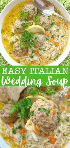 italian wedding soup with meatballs and noodles