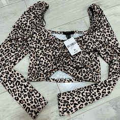 Forever 21 Animal Print Crop Top New With Tags Gathered Detail In Front Can Not Be Changed. Animal Print Crop Tops, Print Crop Tops, Forever 21 Tops, Animal Print, Forever 21, Crop Top, Womens Tops, Crop Tops, Tags