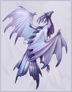 a drawing of a purple dragon flying through the air with its wings spread wide open