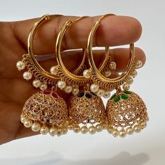 Gold plated polki Hoop Earrings/Bali Jhumkas/Traditional ethnic earrings/Trendy earrings/Statement earrings/Bridal jewelry/Pakistani/Punjabi This is 100% Handmade jewelry. So Color, shades, texture displayed may slightly vary from the actual product due to digital image limitations. We request you to consider these minor variations. Please expect the possibility of some slight imperfections when buying hand made jewelry. If you have any questions, please message or email us. Arrives in a gift box. Please let me know if you have any questions. Thank you so much for visiting my shop Traditional Meenakari Hoop Earrings For Diwali, Traditional Meenakari Hoop Earrings For Festive Occasions, Metal Chandbalis With Tilla For Wedding, Metal Chandbalis For Diwali Wedding, Metal Chandbalis For Wedding And Diwali, Metal Chandbali Bridal Earrings, Metal Chandbali Bridal Earrings For Festivals, Metal Chandbali Jhumkas For Celebration, Festive Metal Chandbali Bridal Earrings