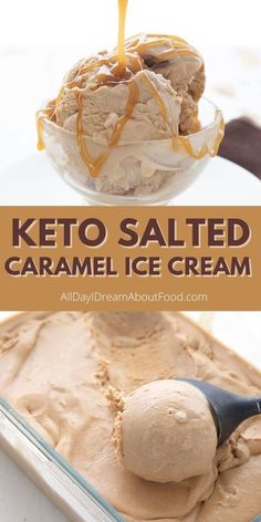 a scoop of keto salted caramel ice cream