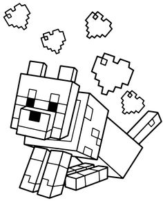 Minecraft Dog, Minecraft Wolf, Minecraft Ender Dragon, Minecraft Printables, Minecraft Coloring Pages, Coloring Drawing, Creeper Minecraft, Minecraft Drawings, Zombie Disney