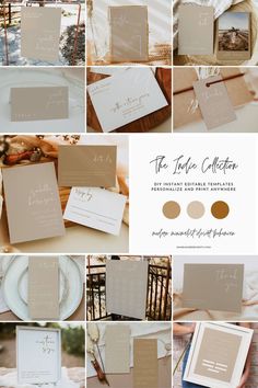 a collage of photos showing different types of wedding stationery