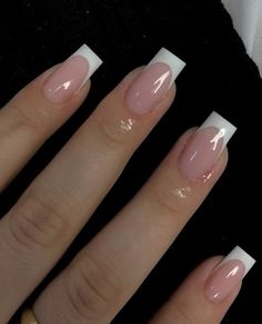 Nail Designs Ideas, Nagel Tips, French Acrylic Nails, Short Square Acrylic Nails, Nail Products