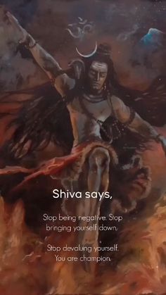 an advertisement for shiva says, stop being negative