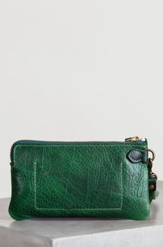 Santa Fe Bison Leather Wristlet Clutch Wallet Handheld Wallets With Zipper Closure As Gift, Elegant Handheld Wallets For Everyday Use, Green Bags With Coin Pocket, Green Rectangular Bag With Coin Pocket, Daily Use Coin Purse Clutch, Green Wallet With Interior Key Chain Holder For Travel, Green Leather Travel Clutch, Green Leather Clutch For Travel, Green Leather Wallet With Zipper Pouch