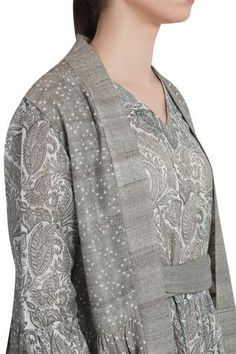 Shop for Arcvsh by Pallavi Singh Grey Chanderi Dress With Jacket for Women Online at Aza Fashions Chanderi Dress, Dress With Jacket, Printed Jacket, Grey Dress, Silk Jacket, Jacket For Women, Long Jacket, Jackets Online, Tiered Dress