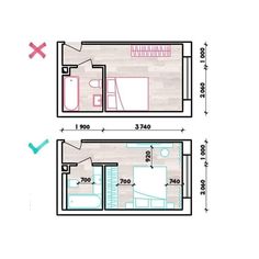 two floor plans for a small apartment