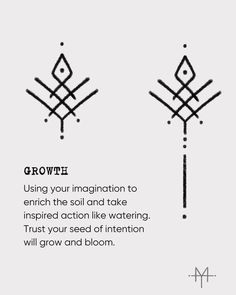 the symbols for growth and growth are shown in black on a white background with text