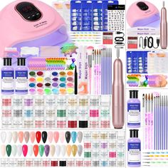 PRICES MAY VARY. 【All-in-One Nail Art Kit】Contains 36W UV LED nail lamp, nail file, nail glitter, electric nail drill, 29 colors acrylic powder, acrylic liquid, nail brush, artificial nail tips and more. With this set, you can fulfill most of your needs. 【36w fast drying UV nail lamp】Can quickly cure nail polish, base coat, and top coat. With super function, UV and LED two in one + intelligent auto-sensing function + no burning + eye protection + energy saving + 3 timer settings (30s, 60s, 99s) Diy Nail Art Tools, Gel Nail Set, Electric Nail Drill, Uv Nail Lamp, Acrylic Nail Brush, Acrylic Nail Set, Acrylic Liquid, Acrylic Nail Kit, Gel Nail Kit