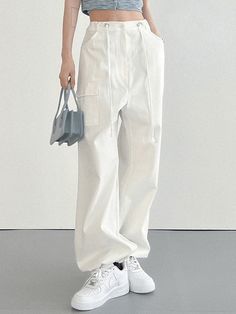 ⚡️Free Shipping 2022 Lace-Up Straight-Leg Cargo Pants White M under $44.00 in Pants at AnotherChill.com Online. Style: Casual/Street/Y2K/Punk/Hip Pop/Vintage. Fabric Content: Polyester, Spandex. Fit Type: Regular fit. : Shaped to a straight-leg silhouette, these essential cargos features drawstring strap detail at waist, with pockets patched, drawstring at cuffs and a zip button fasten design.. ✓2022 SUMMER OUTFITS. Check reviews and buy Lace-Up Straight-Leg Cargo Pants today. Cargo Pants Fashion, Womens Joggers, Street Y2k, White Capris, Sweatpants Style, Y2k Punk, Green Cargo Pants, Pants Green, Green Cargo