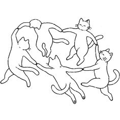 three cats playing with each other on a white background coloring pages for adults and children