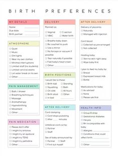 a printable birth checklist for the baby