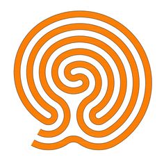 an orange and white logo with the letter q in it's center, surrounded by smaller spirals