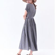 "★ Please provide a phone number when placing an order, thank you! ★Material: linen cotton **.♥.**'.♥.**'.♥.**'.♥.**'.♥.**'.♥.** Size Measurements: SIZE XS bust: around 33.5\" / 85 cm Hips: around 41.3\" / 105 cm length: 120 cm/47'' SIZE S bust: fits bust around 35.5\" / 90 cm Hips: fits hips around 38\"/ 97 cm length: 120 cm/47'' SIZE M bust: around 37.5\" / 95 cm Hips: around 40\"/ 102 cm length: 122 cm/48'' SIZE L bust: around 40.5\"/ 103 cm Hips: around 43\"/ 109 cm length: 122 cm/48'' SIZE Spring Linen Plaid Dress, Casual Plaid Dress For Beach, Casual Linen Plaid Dress, Casual Gingham Cotton Midi Dress, Casual Cotton Maxi Dress For Picnic, Plaid Cotton Midi Dress For Day Out, Plaid Maxi Dress For Summer Beach, Plaid Linen Short Sleeve Dress, Casual Cotton Plaid Dress For Vacation