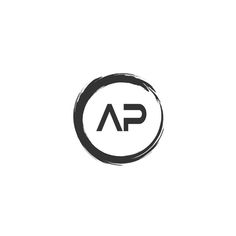 a black and white circle with the letter ap in it's center, on a white background