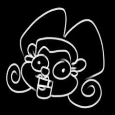 a black and white drawing of a monkey with a hat on it's head