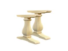 two wooden pedestals sitting on top of each other