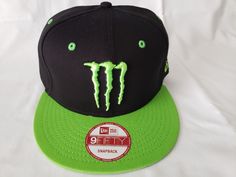 Monster Energy, Hat Cap, Snapback Hat, Snapback Hats, Black Green, New Era, Energy, Hats, Green