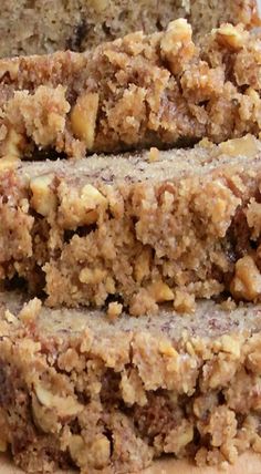 slices of banana nut bread on a cutting board