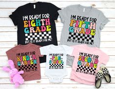 Im Ready For School Shirt, Custom New Grade Tshirt, Personalized Prek 1st 2nd Grade Shirt, Kids Comfort Colors Tee,Custom Back To School Tee Thank You For Choosing Phoenix Shirt Designs! About: Kick off the new school year in style with our back-to-school t-shirt, featuring a fun and trendy design. Perfect for students looking to make a statement on their first day back. How To Order: - Review photos and pick out design - View provided size chart to determine size. - Select your shirt size and c 2nd Grade Shirt, Ready For School, School Tees, Eighth Grade, School Readiness, Im Ready, The New School, New School Year, Comfort Colors Tee