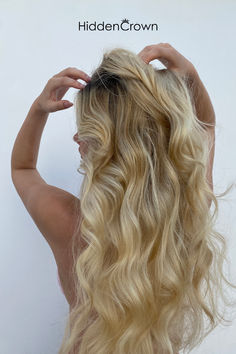 hair extensions, summer hair, california blonde, summer blonde, human hair extensions, beach waves Hidden Crown Hair Extensions, Crown Hair Extensions, Make Your Hair Grow Faster, Hair Grow Faster, Double Drawn Hair, Crown Hair, Grow Long Hair, Grow Hair Faster, 100 Remy Human Hair