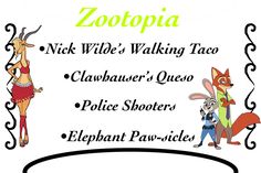 the zootopia logo with two cartoon characters