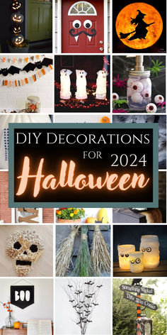 a collage of halloween decorations with the words diy decorations for halloween