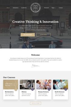 an image of a website page with the word, creative thinking and innovation on it