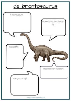 an image of a dinosaur with speech bubbles and words to describe the parts of it