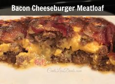 the cheeseburger meatloaf has been cut in half and is ready to be eaten