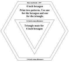 an image of triangles with text that says, 6 inch hexagon print two patterns use one for the hexagon and one for the triangle