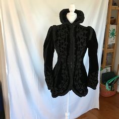 This Is An Original 1900’s Victorian Winter Coat And Was My Great Grandmother’s. The Coat Was Made In Paris But The Name Of The Clothier Is Difficult To Distinguish. It Has Damage From Wear And Deteriorating. I Would Appreciate For It To Go To A Place Where It Can Be Properly Preserved. This Has So Much Hand Bead Work With Original Jet Beads. The Handwork Is Incredible. Traditional Curly Lambs Wool Detail On Velvet With An Impeccable Cinched Waist. It Is A Truly Beautiful And Historical Piece. Victorian Winter, Victorian Coat, Vintage Jacket, Cinched Waist, Hand Beading, Winter Coat, Vintage Black, Bead Work, Vintage Ladies