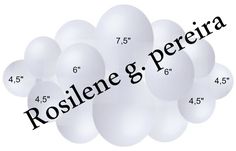 white balloons with measurements for each balloon