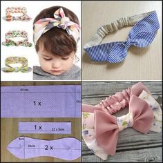 four different types of bow ties and headbands for babies to wear on the same day