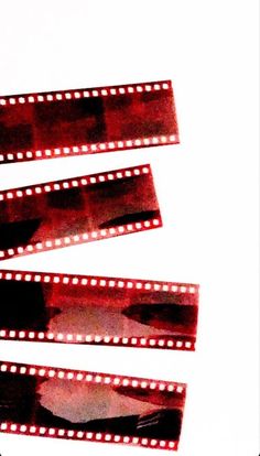 four red film strips with white lights on them