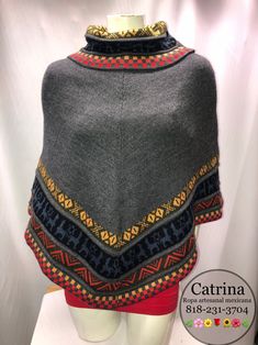 Handmade Mexican morning hand-woven with stamen Traditional Handmade Winter Cape, Artisan Handwoven Winter Poncho, Traditional Wool Poncho For Winter, Winter Woven Poncho One Size, Handwoven Shawl Cape For Winter, Handwoven Winter Shawl Cape, Winter Embroidered Long Sleeve Poncho, Embroidered Poncho For Fall, One Size, One Size Embroidered Poncho For Fall