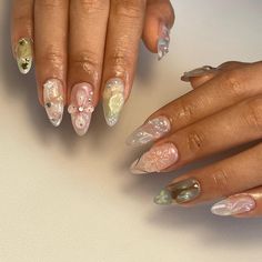 freestyle set 🫶🏼🤍 Gemstone Nails, Nail Gems, Dramatic Earrings, Funky Nail Art, Nail Jewelry